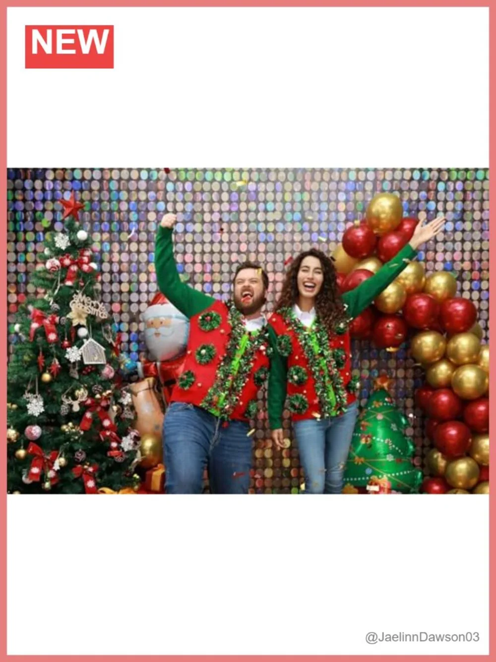 Ugly Christmas Sweater 3D Tinsel Pullover Festive Holiday Party